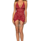 Garter Slip and G-String - One Size - Garnet DG-12488GAROS