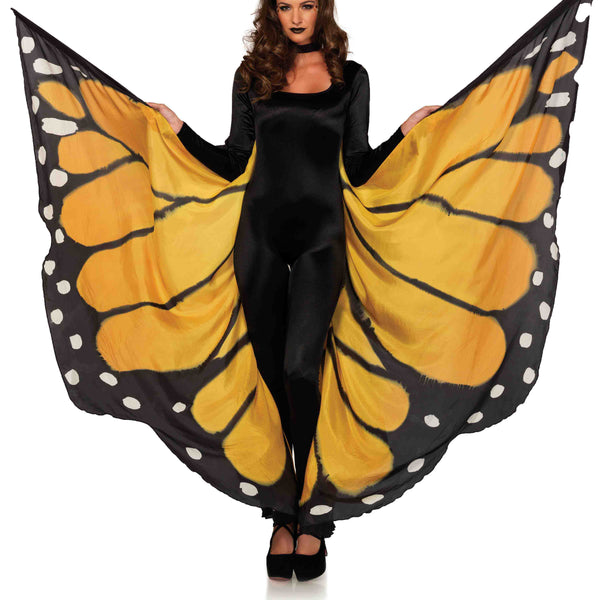 Festival Butterfly Wing Halter Cape - Orange/  - One Size - Black LA-A2782