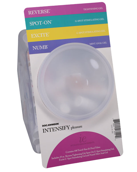 Intimate Enhancements - Intensify Pleasure -  Fishbowl Display - 100 Pieces -  0.35 Oz Tubes DJ1313-95-BX