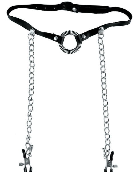 Fetish Fantasy Series O-Ring Gag With Nipple Clamps PD3845-23