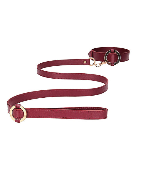 Ouch Halo - Collar With Leash - Burgundy OU-OU588BUR