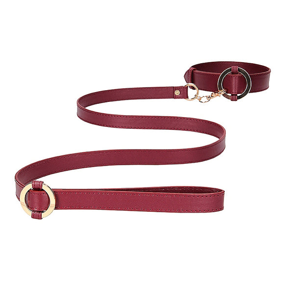 Ouch Halo - Collar With Leash - Burgundy OU-OU588BUR