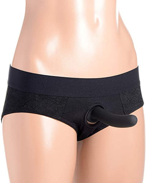 Lace Envy Crotchless Panty Harness - 2xl - Black SU-AG453-2XL