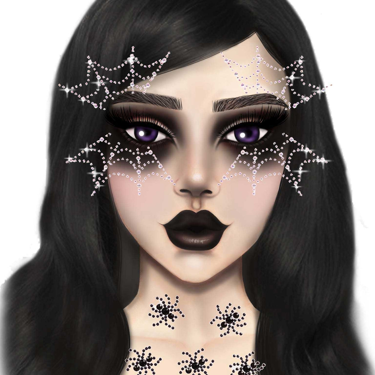 Spider Web Face Jewels Sticker LA-EYE047