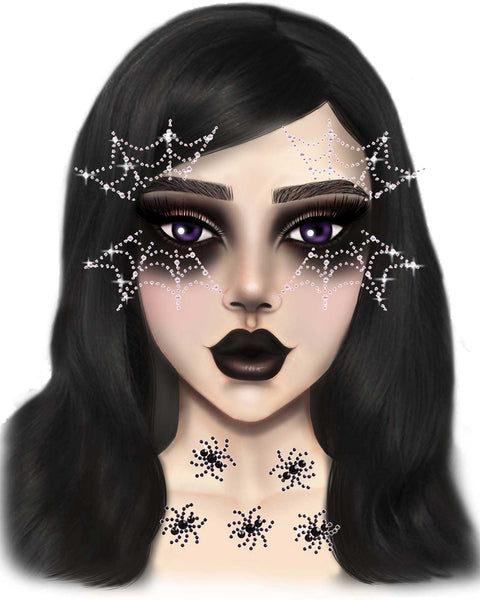 Spider Web Face Jewels Sticker LA-EYE047