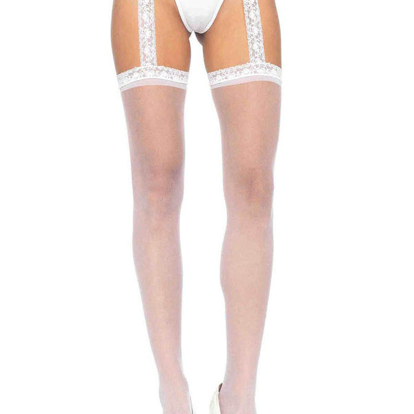 Sheer Thigh Highs - One Size - White LA-1767